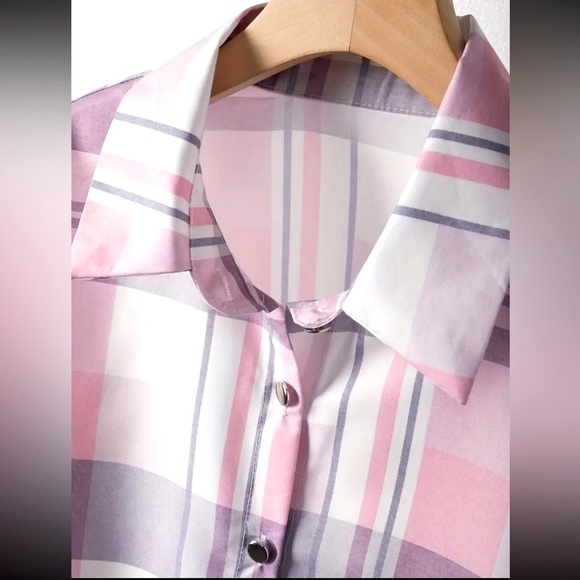 Classic Button Front Relaxed Fit Vibrant Plaid Print Long Sleeve - Picture 2 of 7